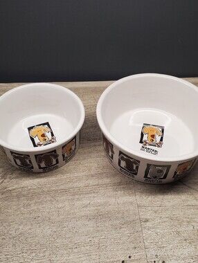 Set of 2 "Mug Shot" dog bowls